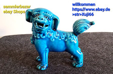 Antike chinesische Porzellan Foo Hunde Foo Löwe türkisblauer Glasur Qing-Dynasti