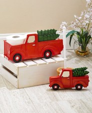 Novelty Retro Blue Camper Toilet Brush Holder Red Truck Toilet Paper Holder