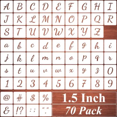 1.5 Inch Alphabet Letter Stencils for Painting - 70 Pack Letters and 