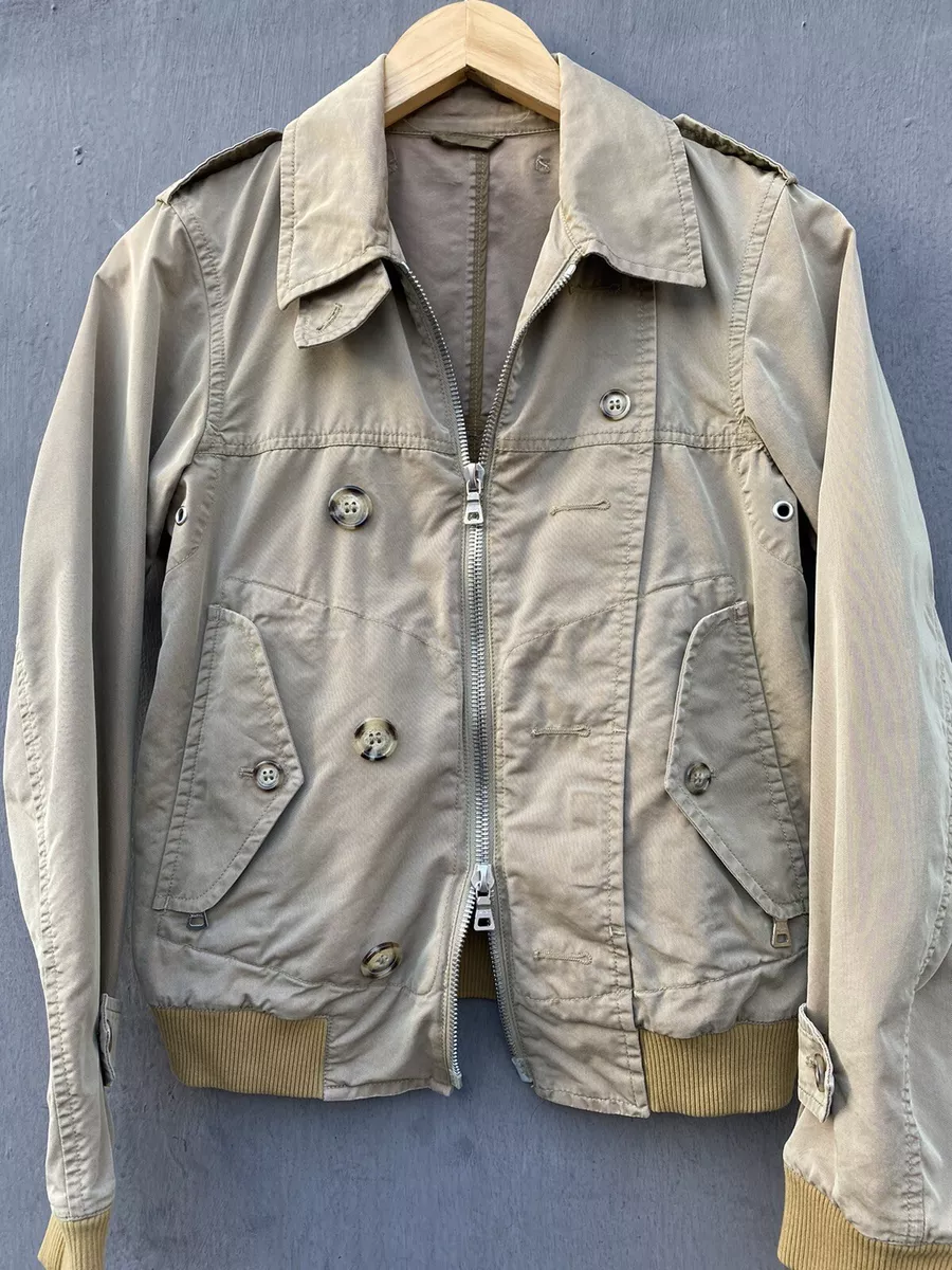 Authentic Prada Vintage Cotton/Nylon beige zip Jacket size 38 made in italy