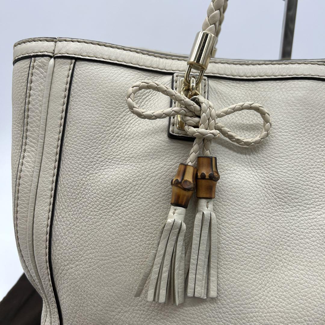 Gucci Bella Bamboo Tote Bag handbag Leather Braid… - image 7
