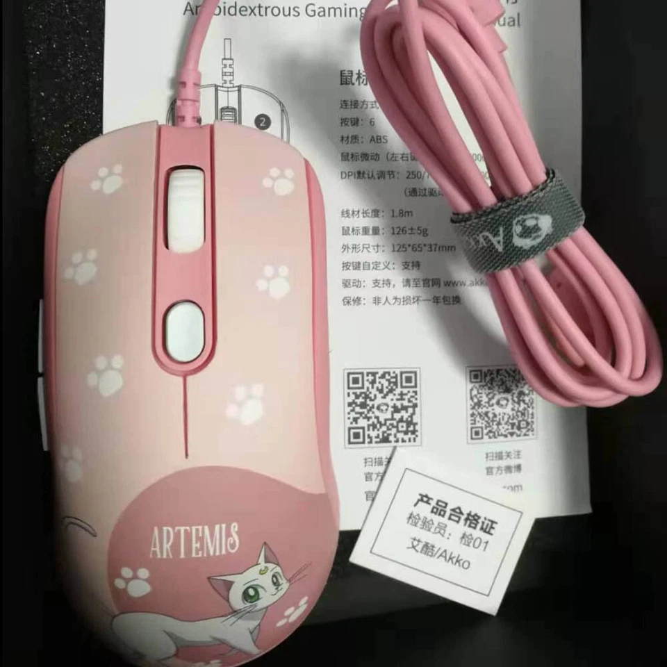 Anime Sailor Moon Luna Cat Wired Game Mouse DPI 2500 Cute 6 Buttons 1.8m Line - Image 3 of 4
