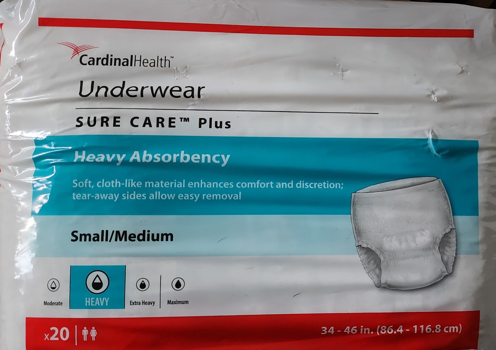 Paquete de 20 unidades de ropa interior Cardinal Heath S/M seguro/cuidado ️ Protector comprar más y $$