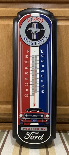Ford Mustang Thermometer Metal Sign Vintage Style Wall Decor Tools Gas Oil Bar