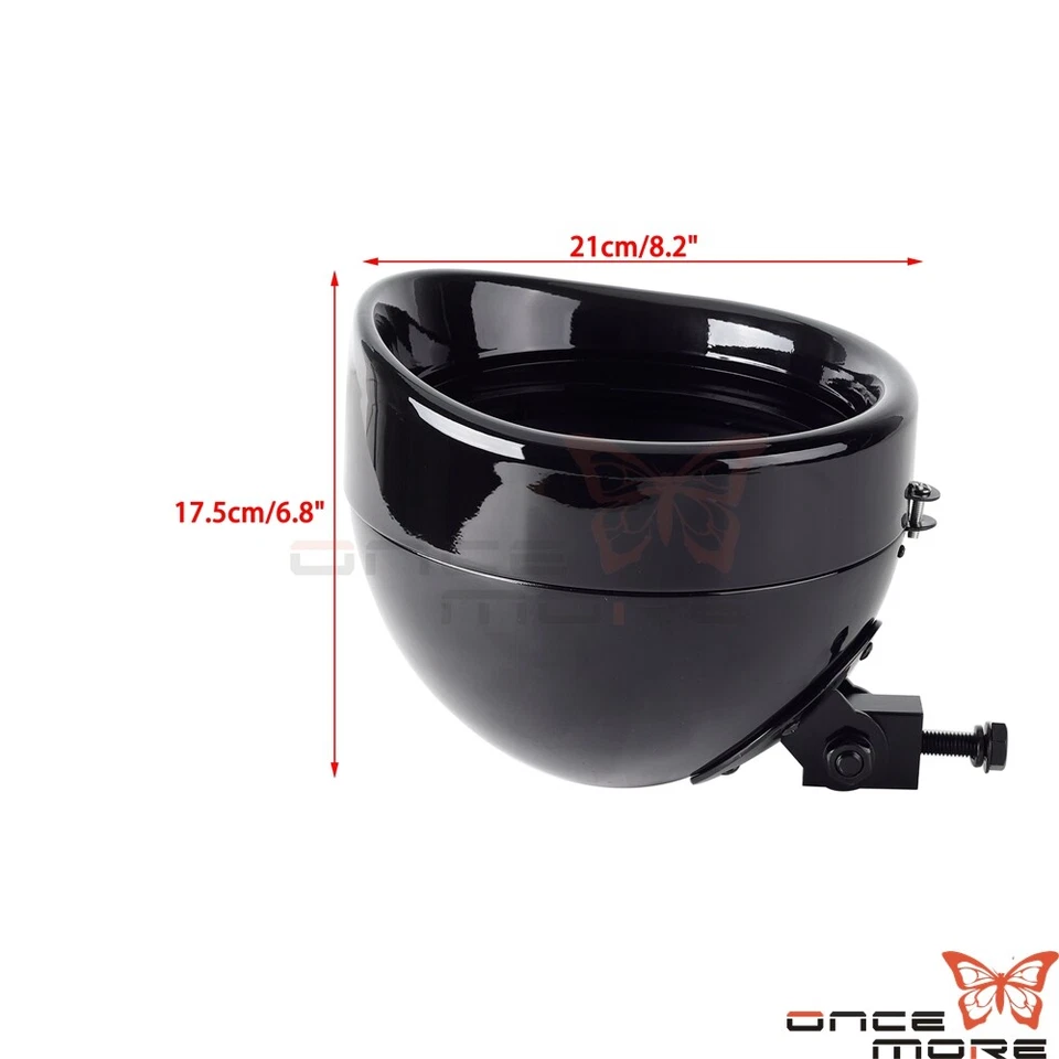 7" Round Headlight Housing Bulb Bucket For Harley Heritage Fat Boy Softail 86-14 - Image 2 of 4