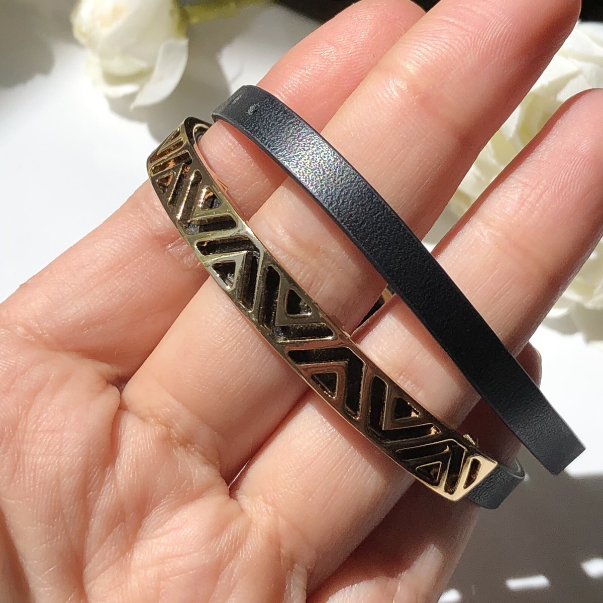 STELLA & DOT Ally double wrap black leather bracelet | eBay