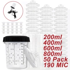CUPS Disposable Paint Spray Gun Cup Liners and Lid System (190 Mic) 50pack