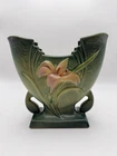 Vintage Roseville Pottery Zephyr Lily Vase 205-6 Green Pink Yellow Floral USA