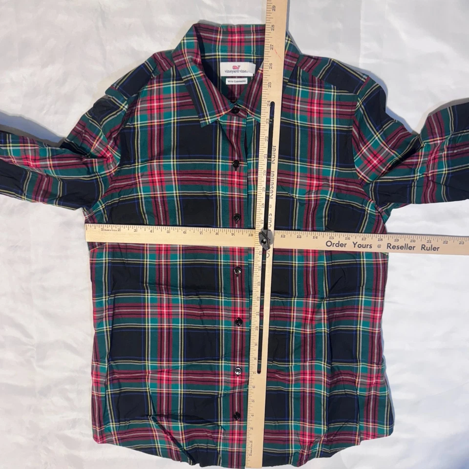 Vineyard Vines Jolly Tartán Cuadros Clásico Abotonado - M Con Cachemira Preppy Foto 4 de 4