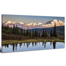 Forest Wall Art Snow Mountain Nature Pictures Wall Decor for Living Room USA ...