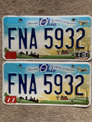 Pair of 2020  Ohio License Plates -  FNA 5932 - Nice!