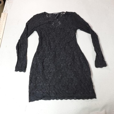 Whimsigoth Shirt Womens Medium Black Lace Mini Short Goblincore Vamp Bodycon