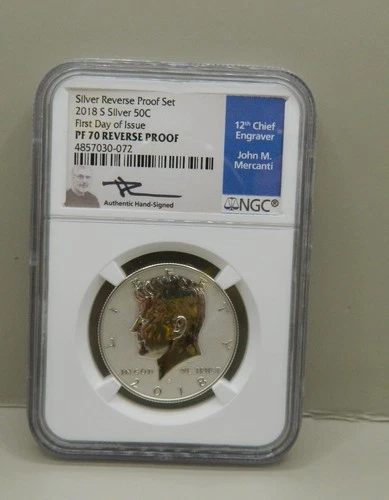 2018 S KENNEDY HALF DOLLAR REVERSE PROOF FIRST DAY ISSUE NGC PF70