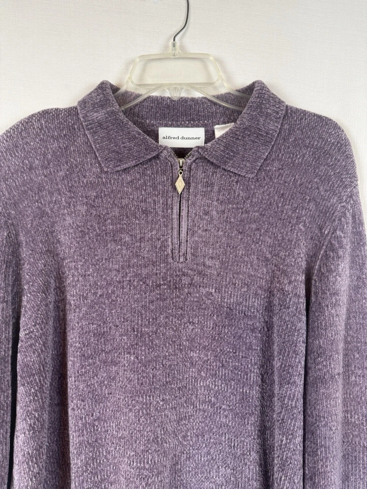 Suéter Para Mujer Alfred Dunner Talla XL Manga Larga 1/4 Cremallera Púrpura Súper Suave✨ Foto 2 de 4