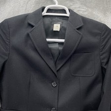 J.Crew blazer Women's 6 p jacket suit coat two button Black wool office career