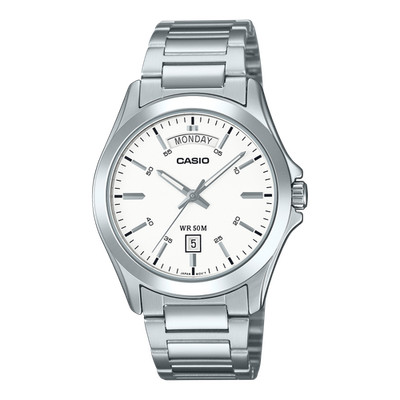 Casio MTP-1370D-7A3 White Analog Stainless Steel Day Date Men's Casual Watch
