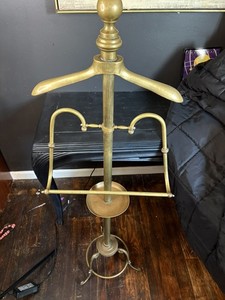 Vintage Gentlemens Valet Brass Butler Stand Mid Century 55” Tall Heavy