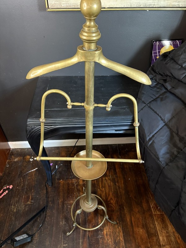 Vintage Gentlemens Valet Brass Butler Stand Mid Century 55” Tall Heavy