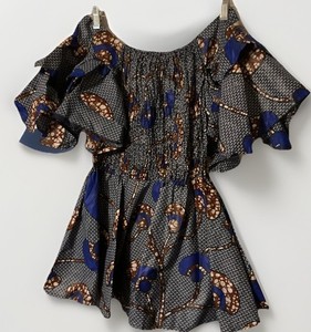 NEW African Women's  Top  multi  colored Elastic Embellishment Size M/L  SUMMER