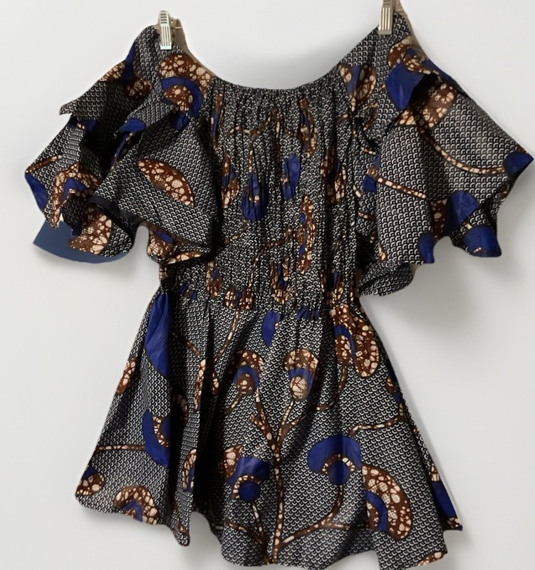 NEW African Women's  Top  multi  colored Elastic Embellishment Size M/L  SUMMER