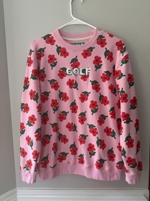 Golf Wang Find Some Time Floral Embroidered Crewneck Sweatshirt  Pink Size S