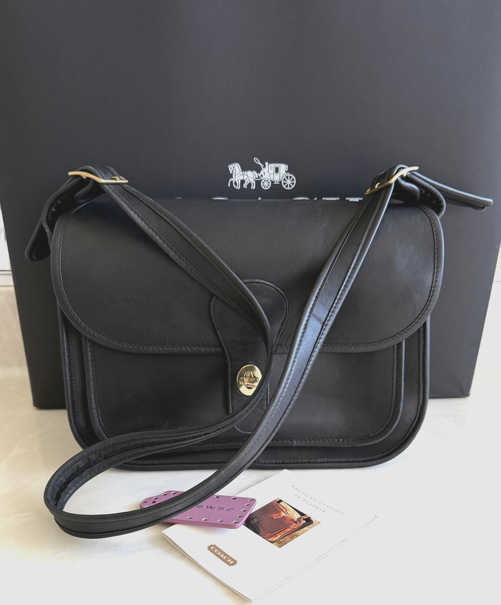 【値下げ】old coach handbag BLACK コーチ 黒 USA製 COACH オールド コーチ レザー ハンドバッグ 黒☆9035