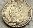1888 seated liberty dime Full Shield