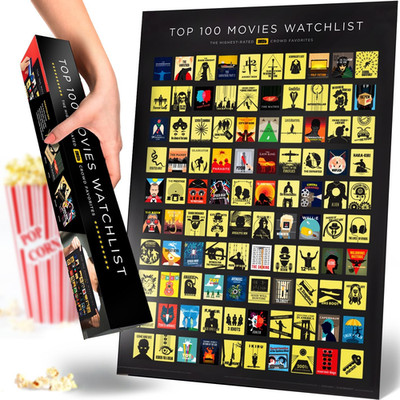 Official Imdb Top 100 Movies Scratch off Poster | Premium Bucket List - Made in