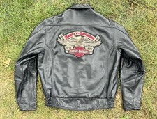 Harley Davidson Men's USA Made Overdrive Eagle Black Leather Jacket L 97024-05VM