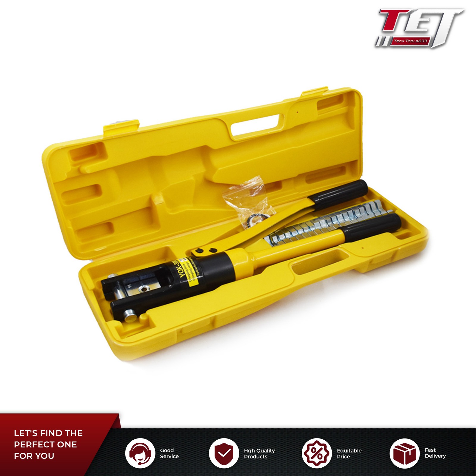 16 MT Hydraulic Wire Terminal Crimper Battery Cable Lug Crimping Tool W/Dies