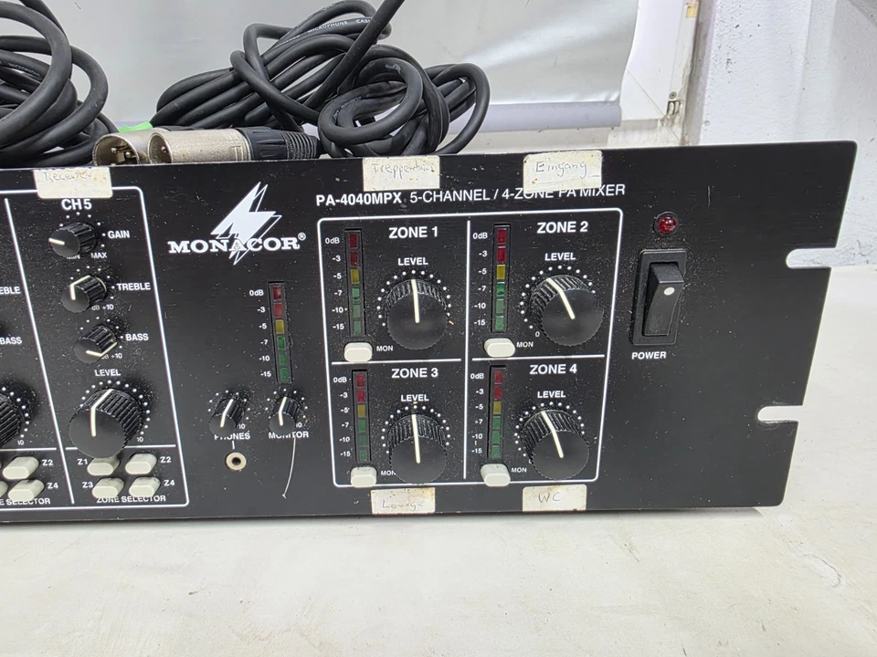 MONACOR  PA-4040 MPX 4 Zone 5 Kanal PA Mixer ELA Amplifier - Bild 3 von 4