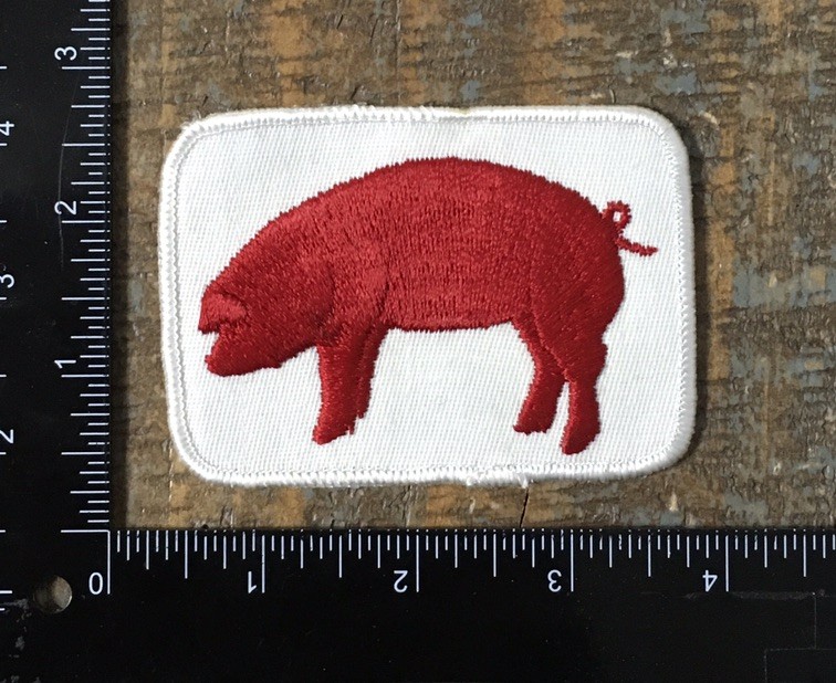 Vintage RED PIG Swine Hog Piggy Farm Animal Pork Embroidered Iron-On Patch