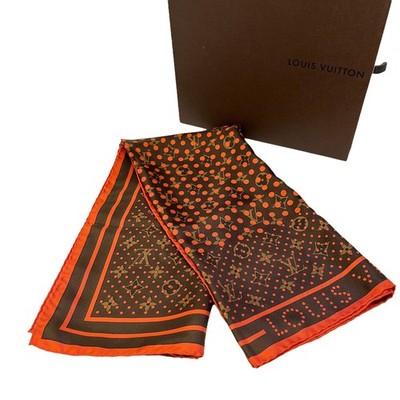 LOUIS VUITTON Vintage LV Logo Monogram Perfo Scarf Wrap Dot Brown