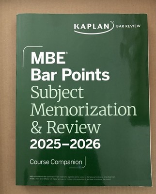MBE Bar Points Subject Memorization and Review 2025-2026 Kaplan Bar Review
