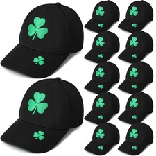 Cuffbow 12 Pcs St. Patrick's Day Baseball Cap Shamrock Embroidered Hat Adjust...