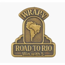 Vintage WRAP V “Road to Rio Win With 5” Bronze Lapel Pin by Providence