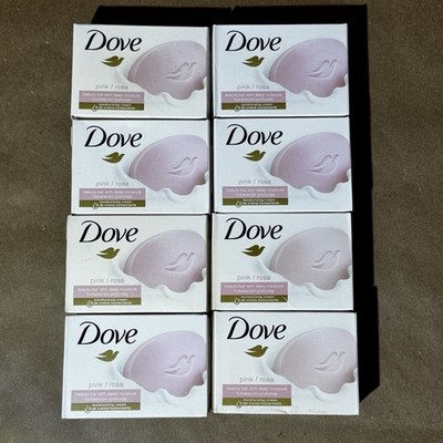 NOS 8) 4oz Dove Unilever Pink Rosa Beauty Bar Soap 1/4 moisturizing Cream