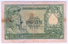 1951 Italy 50 Lire 077204 Paper Money Banknotes Currency