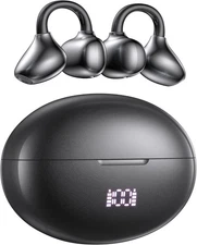 Clip On Earbuds, Open Ear Wireless Bluetooth 6.1 Headphones with Mic,80H Battery