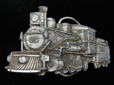 QJ03107 VINTAGE 1981 CUT-OUT  STEAM ENGINE TRAIN  RAILROAD PEWTER BELT BUCKLE