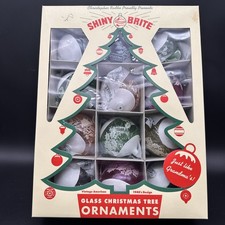 2005 CHRISTOPHER RADKO SHINY BRITE TINSEL SNOW TOPPED BALLS 4012680 SET OF 12