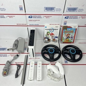 Nintendo Wii Bundle + MARIO KART + PAPER MARIO -+ Wheels - NEXT DAY - WARRANTY