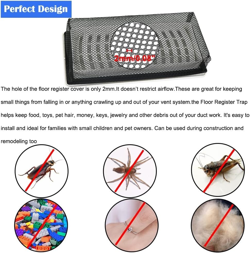 как выглядит 4"x12" Floor Register Trap Covers Screen Air Vent Filters for Home Floor Regi... фото