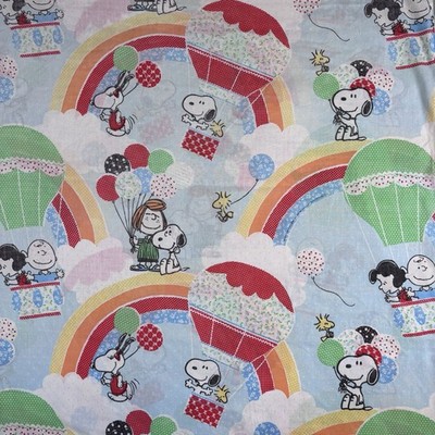 Vintage Snoopy Peanuts Twin Flat Bed Sheet For Upcycling Fabric **Read More**