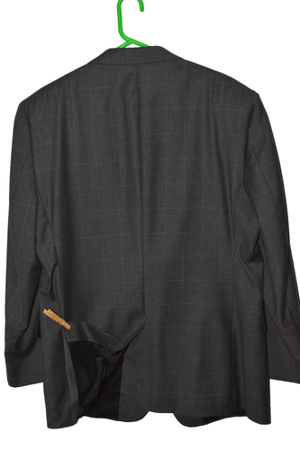 (2Pc Suit 46L 46 Long L) JOS A BANK Traveler Gray Windowpane Wool Jacket Blazer - Picture 8 of 18