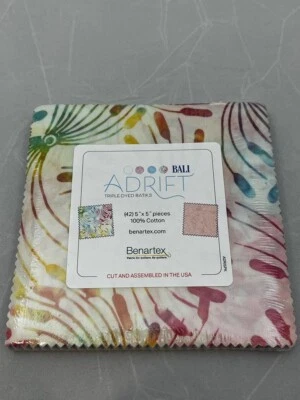 BENARTEX INDONESIAN BALI ADRIFT BATIK CHARM PACK 42 SQUARES BY 5 INCH