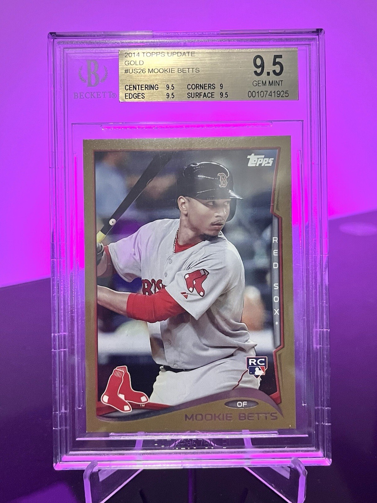 2014 Topps Update Gold Mookie Betts ROOKIE RC #US26 BGS 9.5 GEM MINT