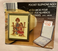 Vtg NIP Pocket Telephone Index With Mirror-A Reminder Of Life Before Cell Phones