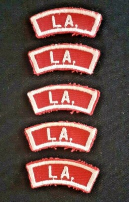 Red Bsa Lettering BSA 5 RED BACKGROUND WITH WHITE EMBROIDERED LETTERS & BORDER LA. SEE ...