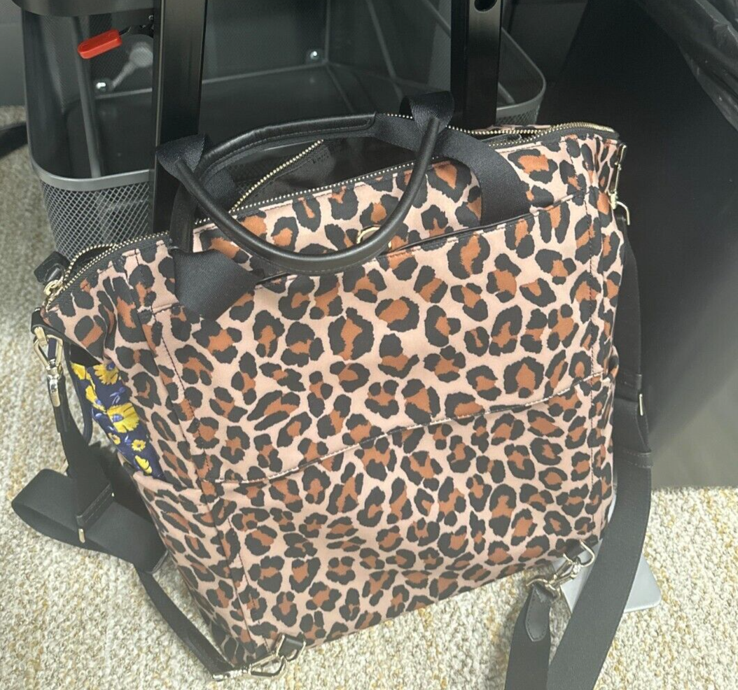 Kate Spade Chelsea Leopard Large Convertible Nylon Backpack  display picture 3